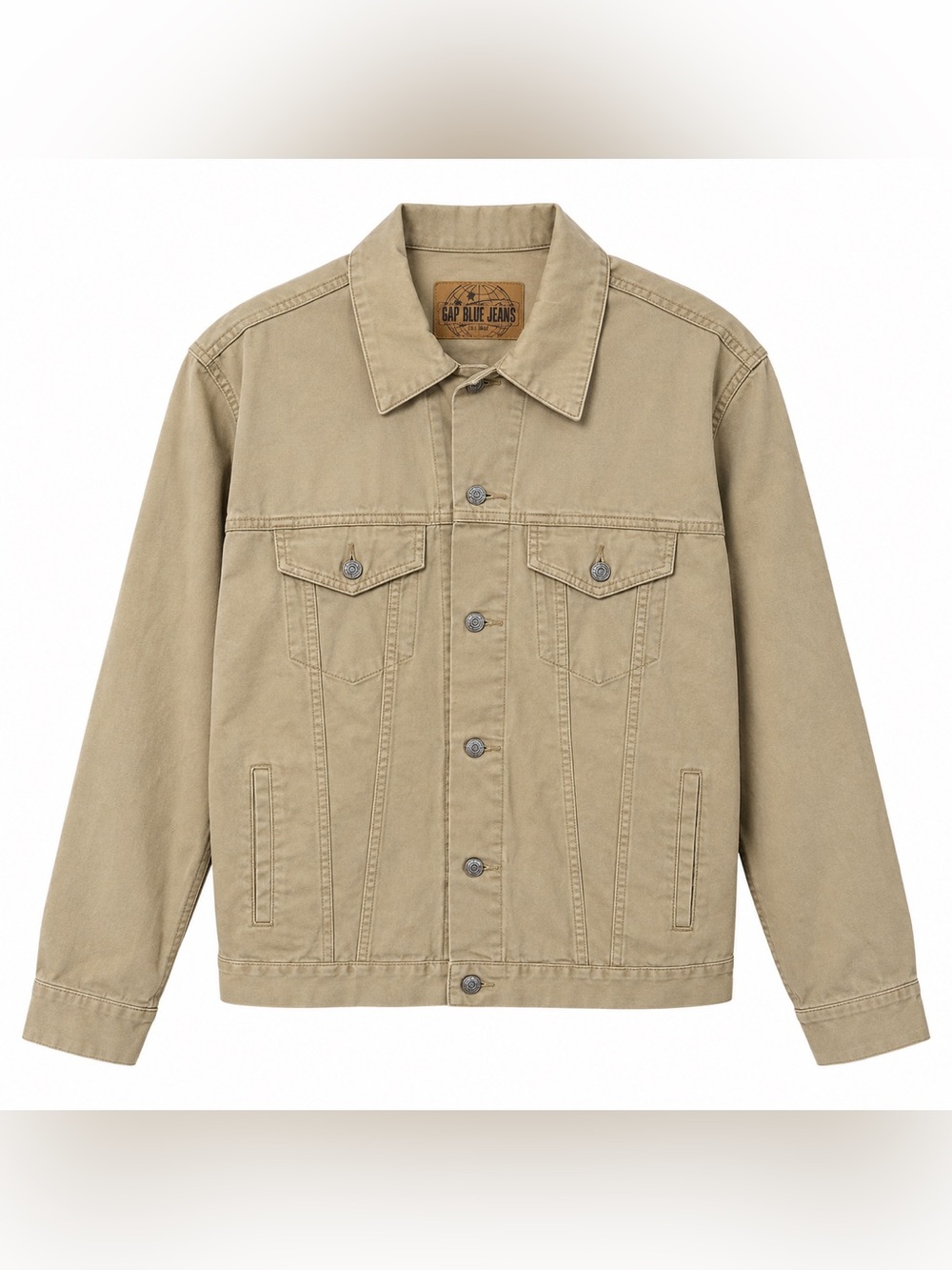 Vintage Gap "Blue Jeans" Tan/Khaki denim Trucker Jean Jacket